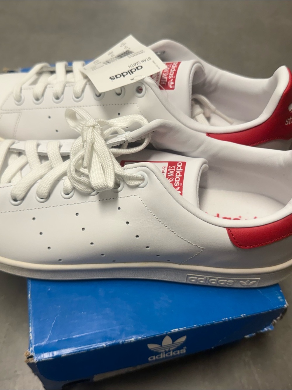 Adidas Men’s White & Red Stan Smith Sneakers